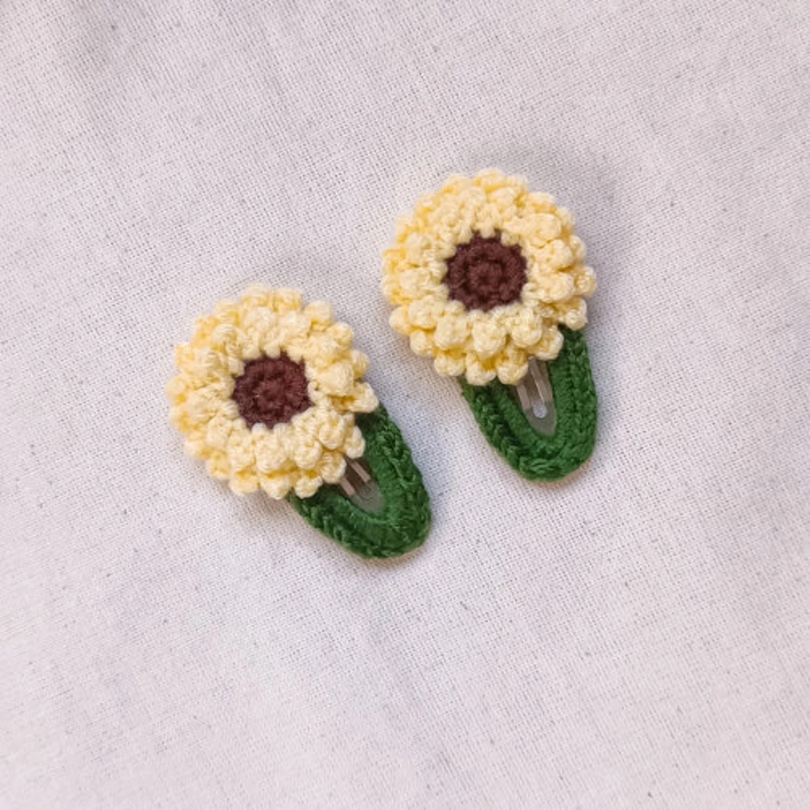 Pack of 2 - Handmade Sunflower Hair Clips