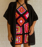 Black Crochet Collared Shirt