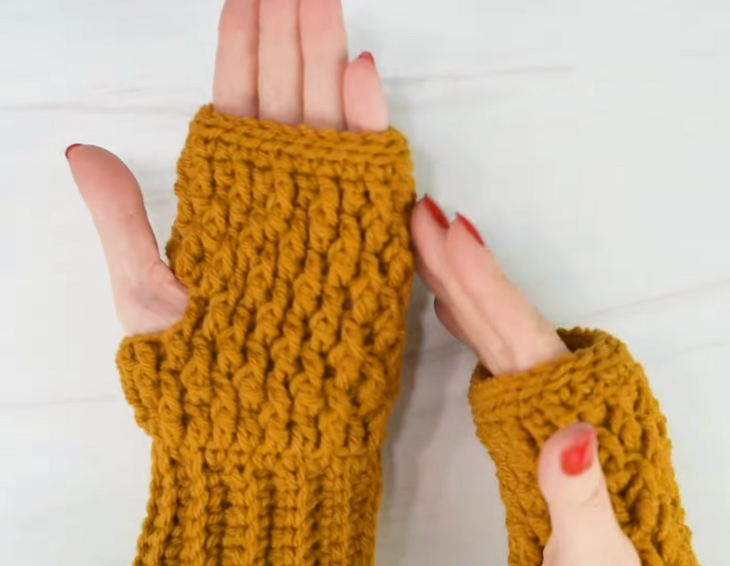 Brown Crochet Fingerless Gloves