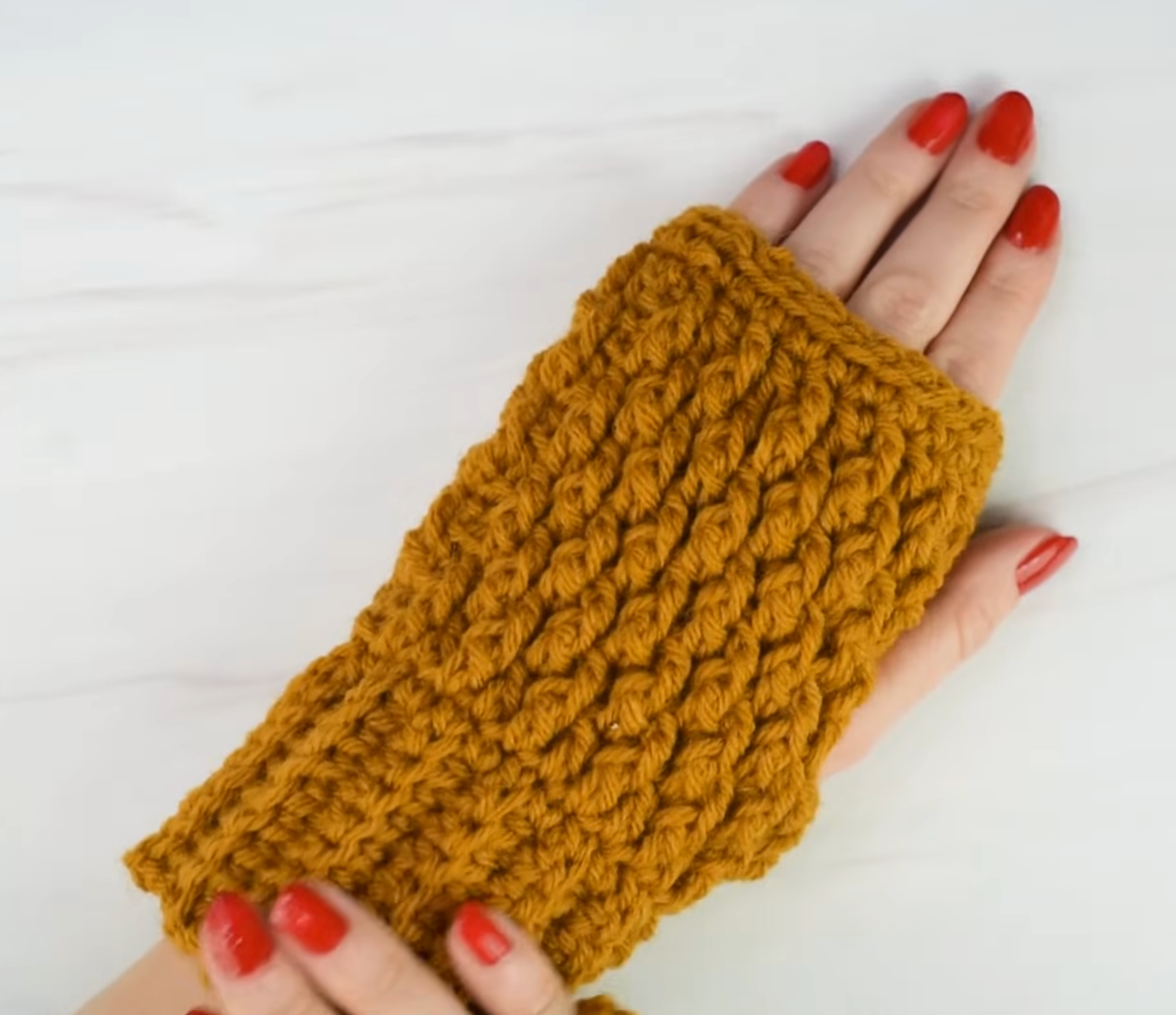 Brown Crochet Fingerless Gloves