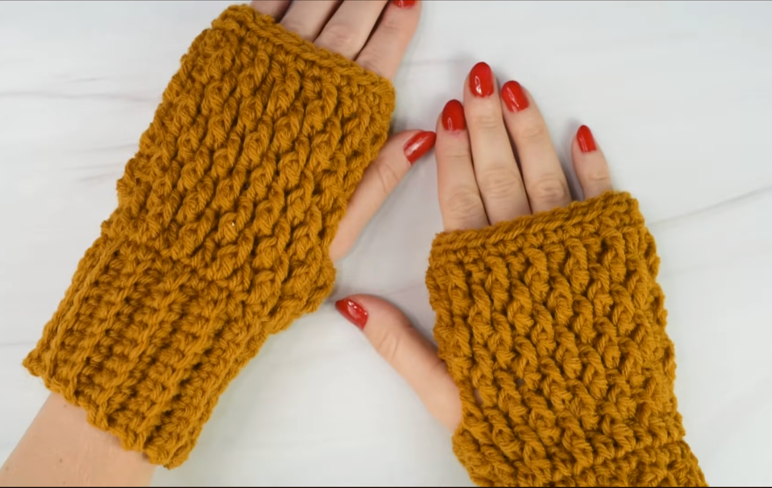 Brown Crochet Fingerless Gloves