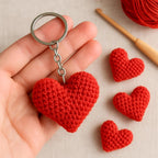 Crochet Heart Keychain Charm