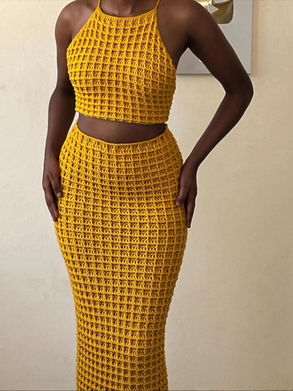 Crochet Waffle Maxi Skirt