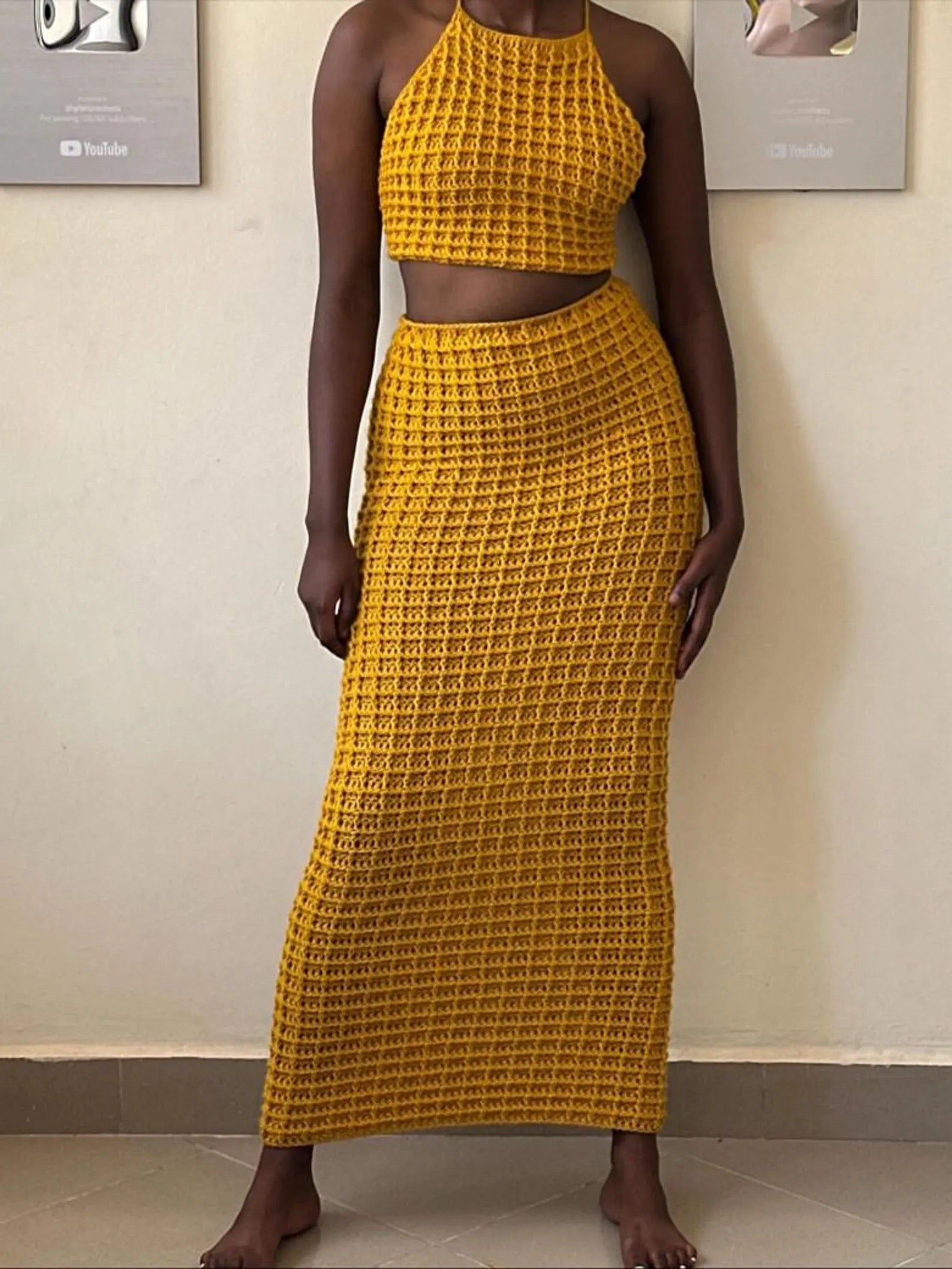 Crochet Waffle Maxi Skirt