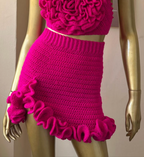 Crochet ruffle skirt with a slit