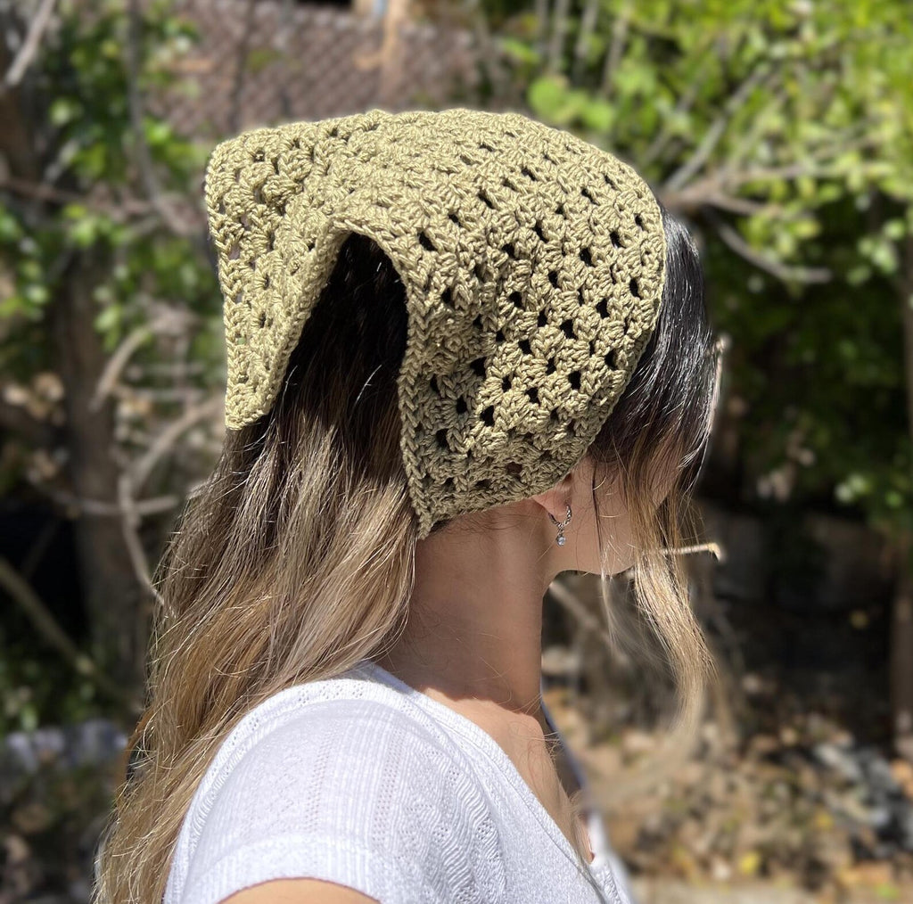 Green Crochet Bandana Hair Accesory