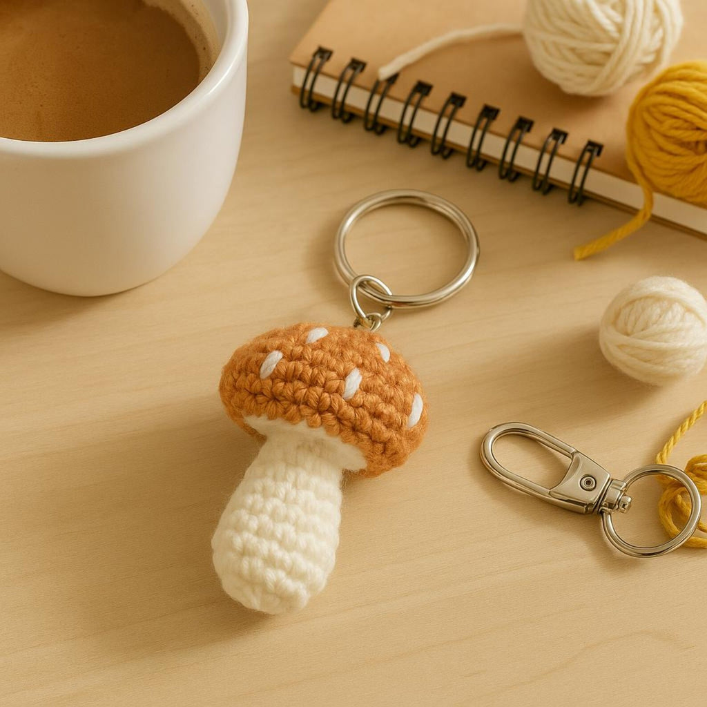 Mushroom Crochet Keychain