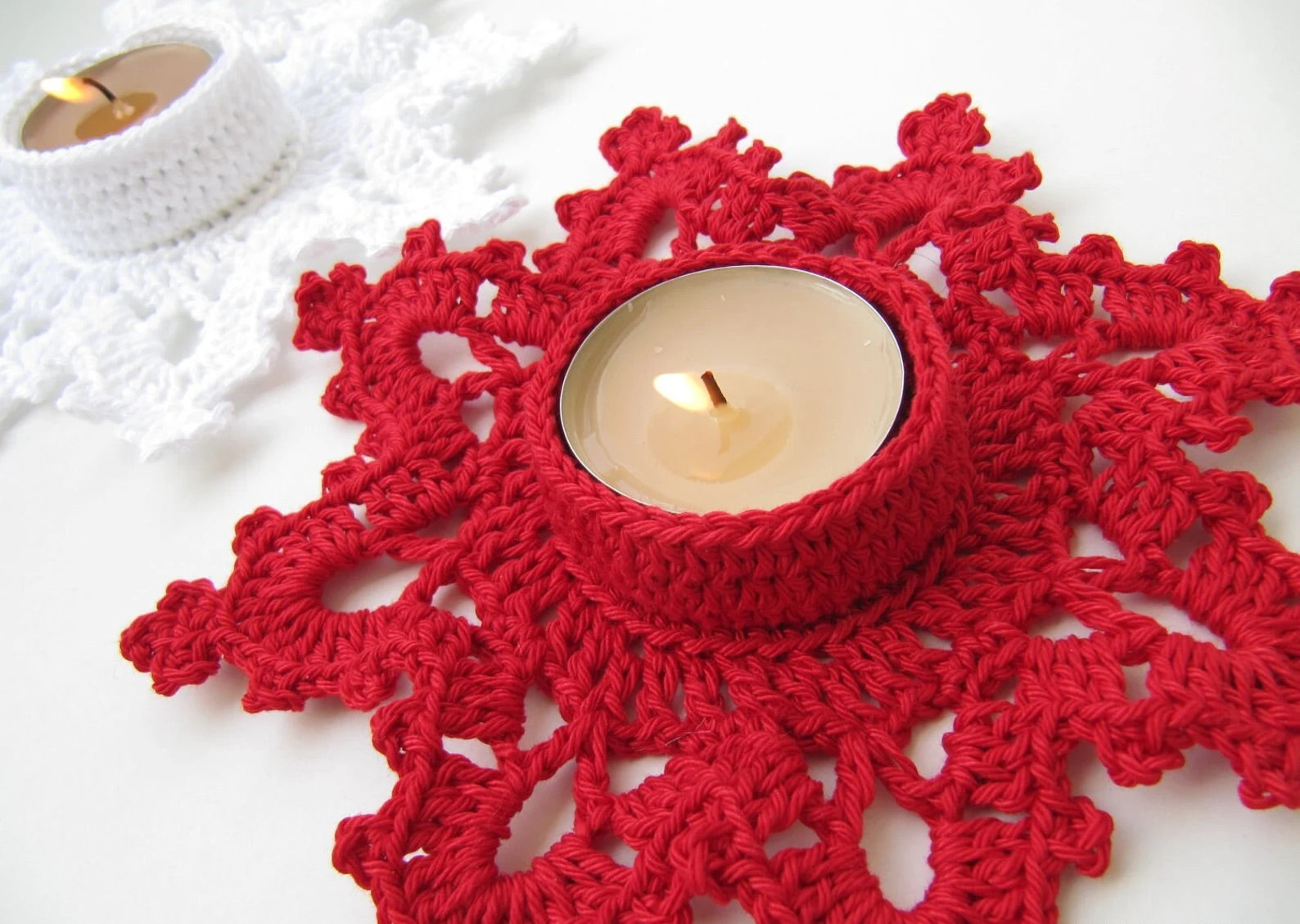 Pack of 2 - Crochet Tealight Holder