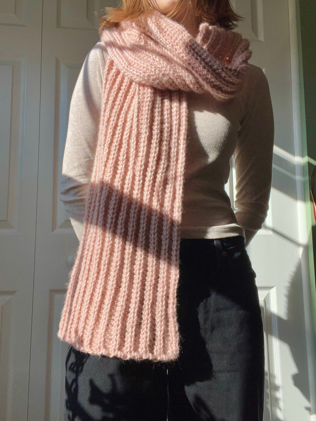 Hand Crocheted Peach Ribbed Muffler