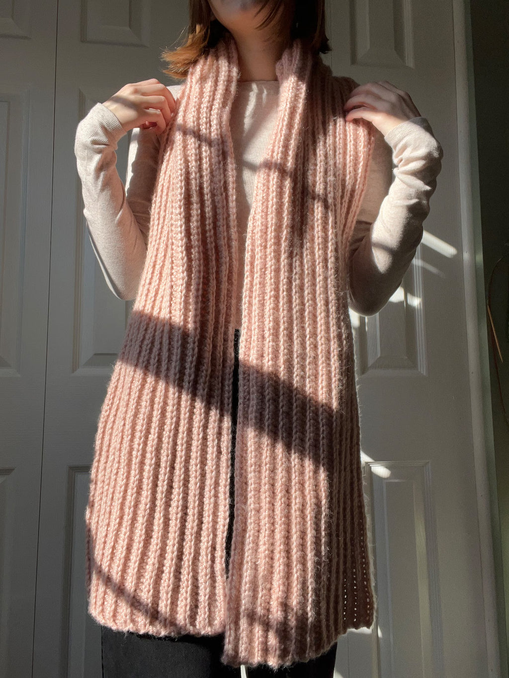 Hand Crocheted Peach Ribbed Muffler