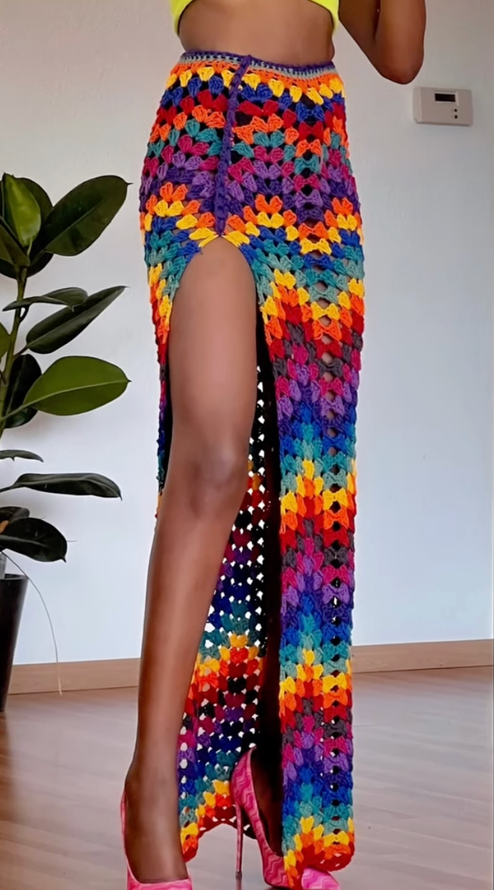 Ripple crochet maxi skirt