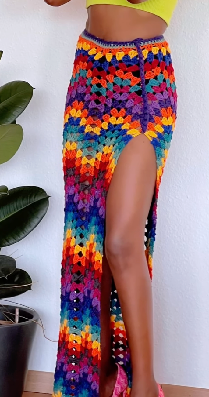 Ripple crochet maxi skirt