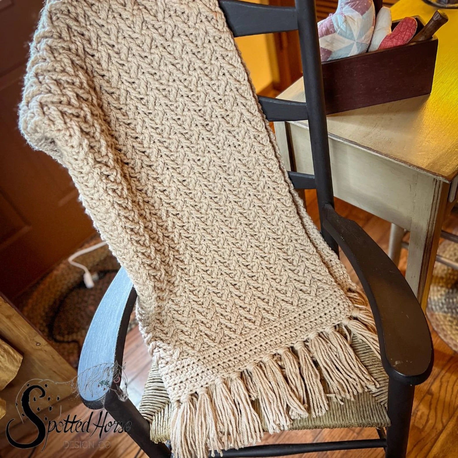 Sand Brown Crochet Throw