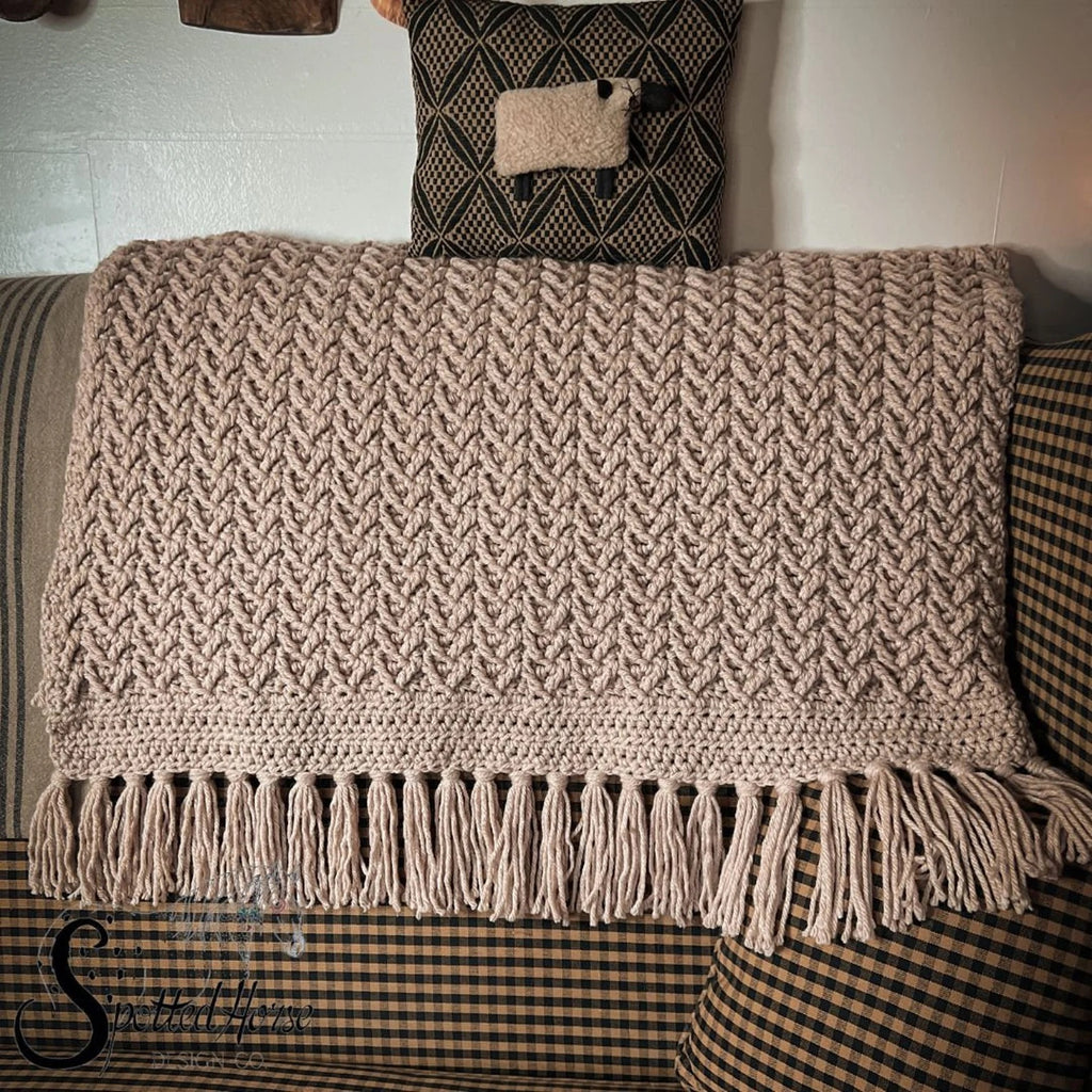 Sand Brown Crochet Throw