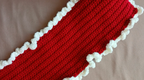 Red Crochet Scarf With White Frills