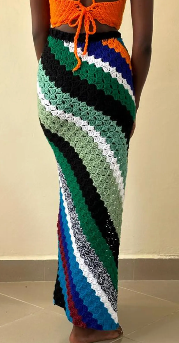 High Slit Crochet Maxi Skirt