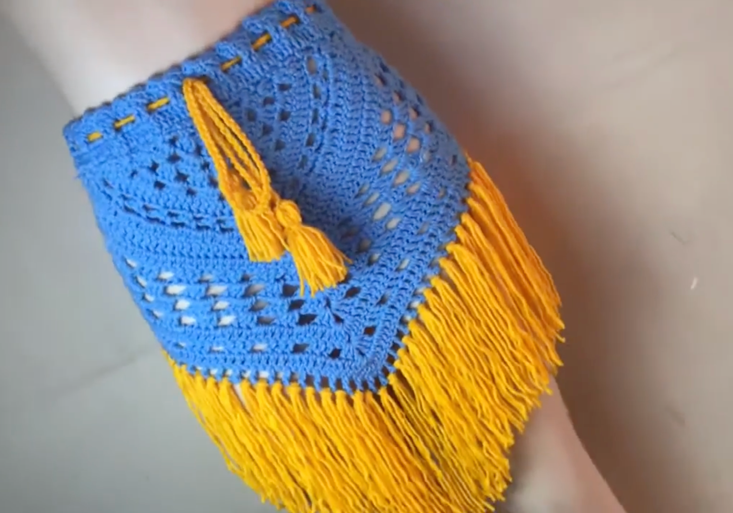 Asymetrical Crochet Fringe Skirt