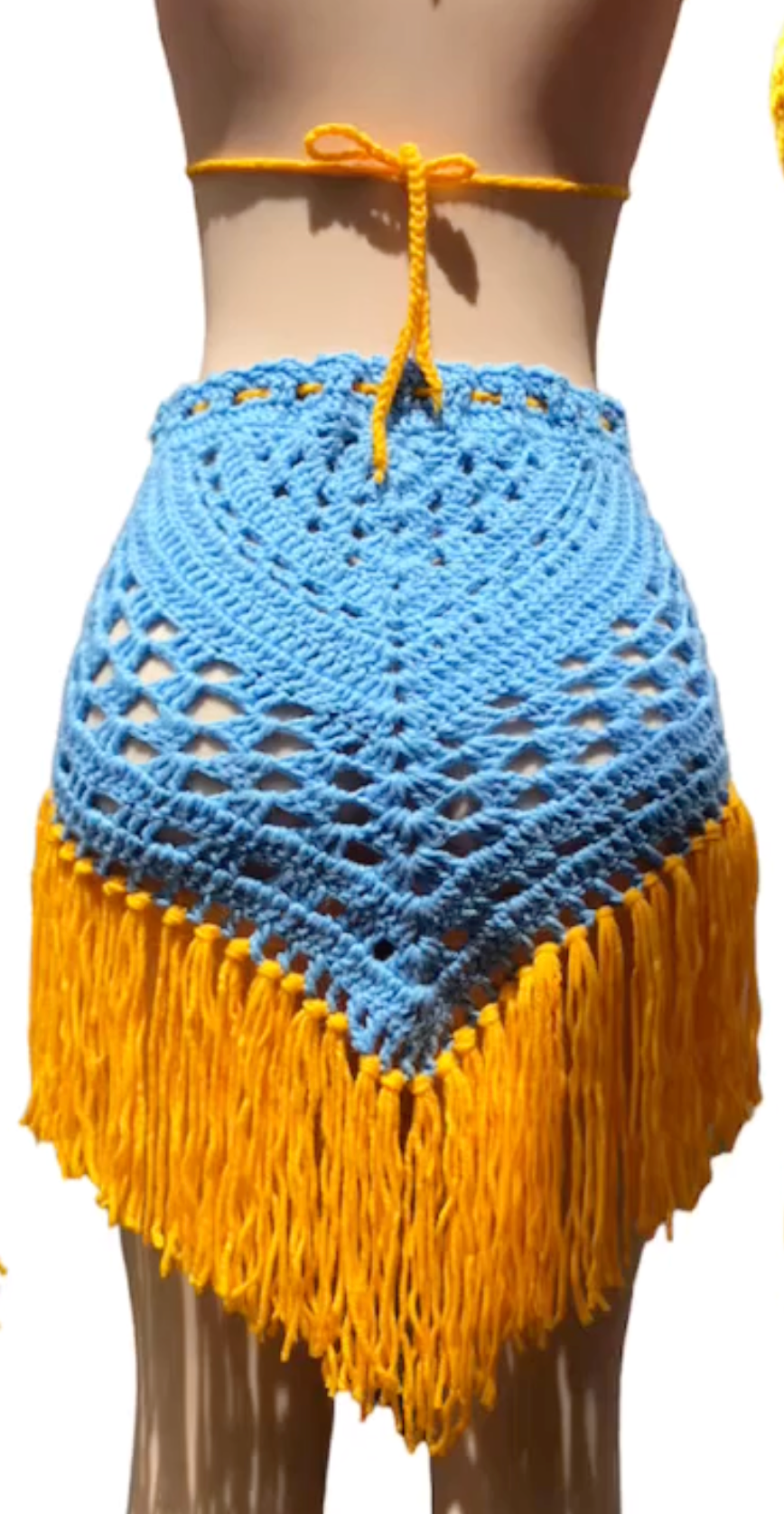 Asymetrical Crochet Fringe Skirt