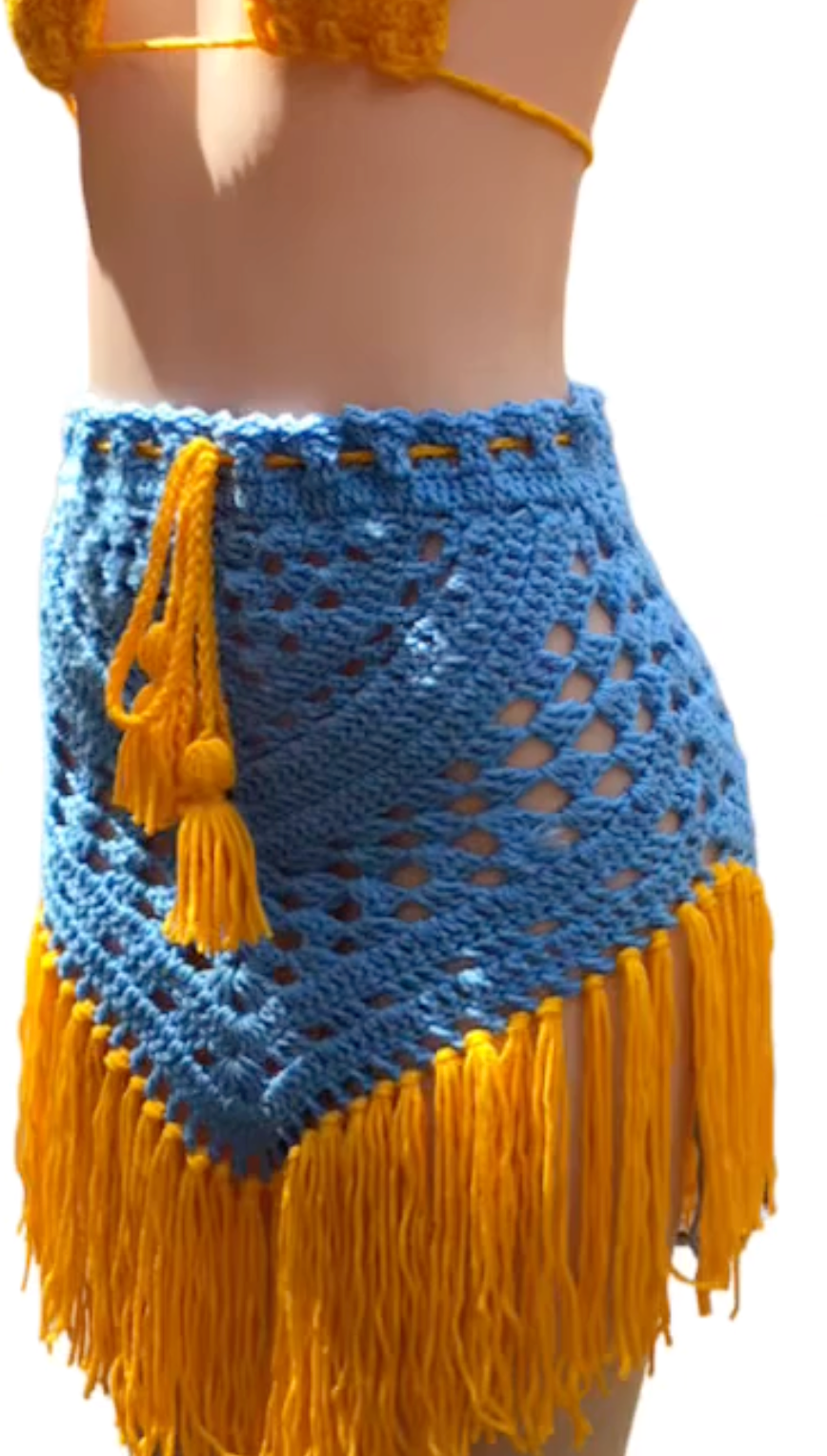 Asymetrical Crochet Fringe Skirt