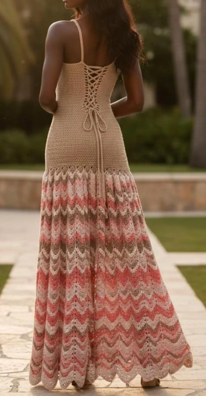 Crochet Flared Ruffle Dress