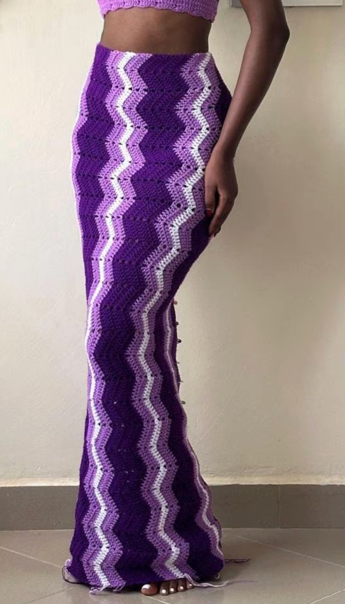 Striped Crochet Maxi Skirt