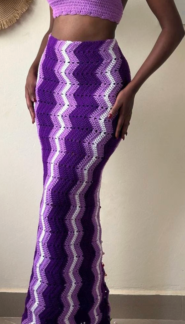 Striped Crochet Maxi Skirt