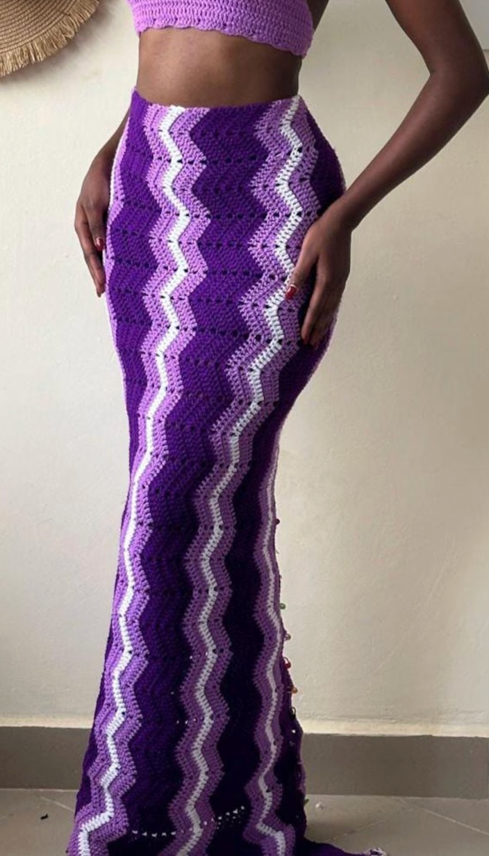 Striped Crochet Maxi Skirt