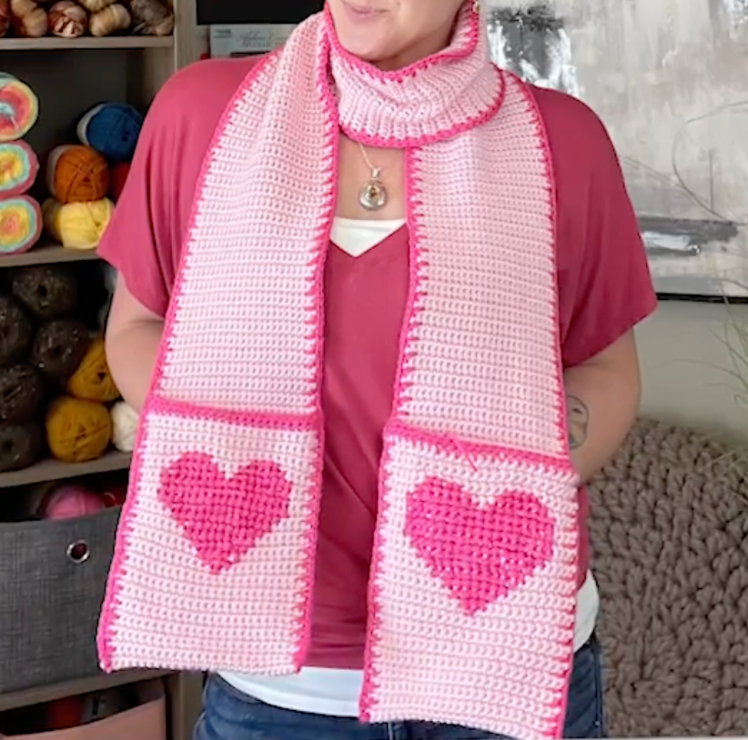 Valentine Heart Handmade Crochet Scarf