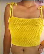 Yellow Alpine Stitch Crochet Crop Top