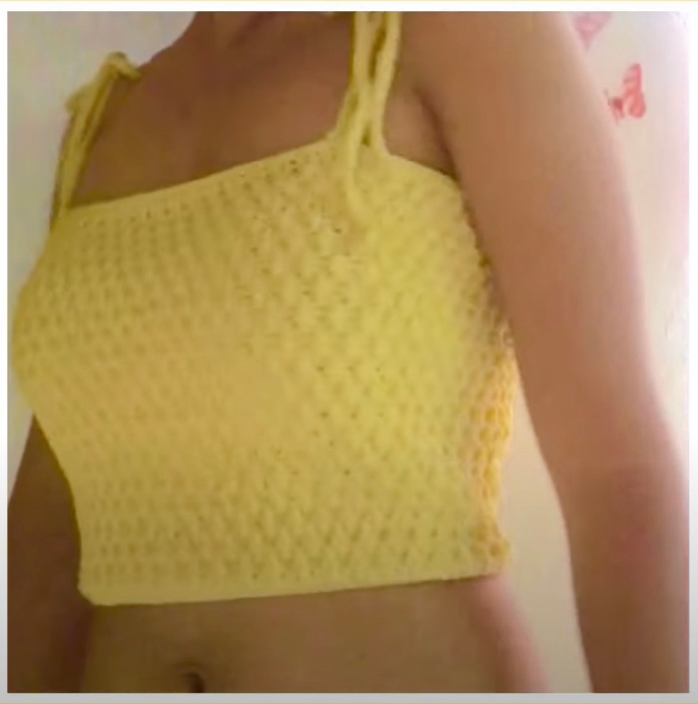 Yellow Alpine Stitch Crochet Crop Top