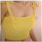 Yellow Alpine Stitch Crochet Crop Top